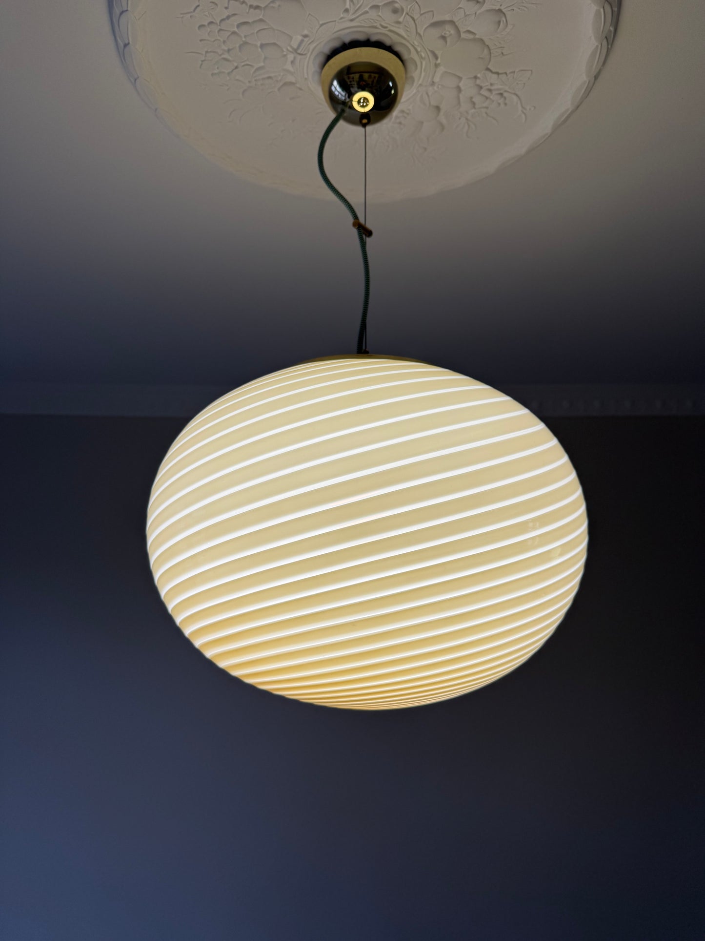 Gul vintage Vetri Murano loftlampe 45cm