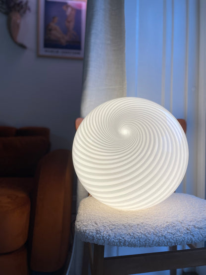 Vintage Murano hvid swirl loftlampe 38cm