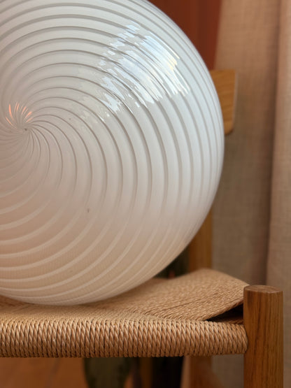 Vintage murano hvid swirl pendel loftlampe 40cm