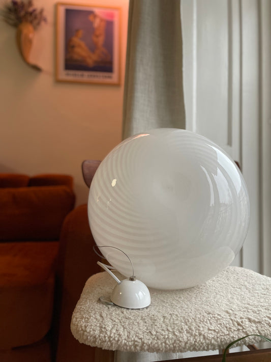 Vintage Murano white swirl ceiling lamp