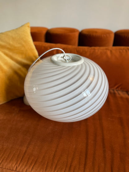White swirl vintage Murano Pendant 40cm