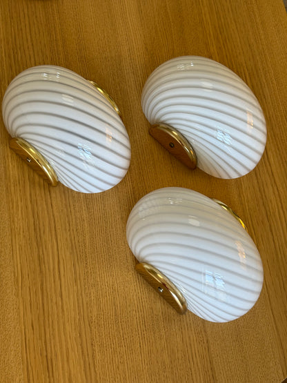 3 vintage Murano entrelamper hvid swirl T1