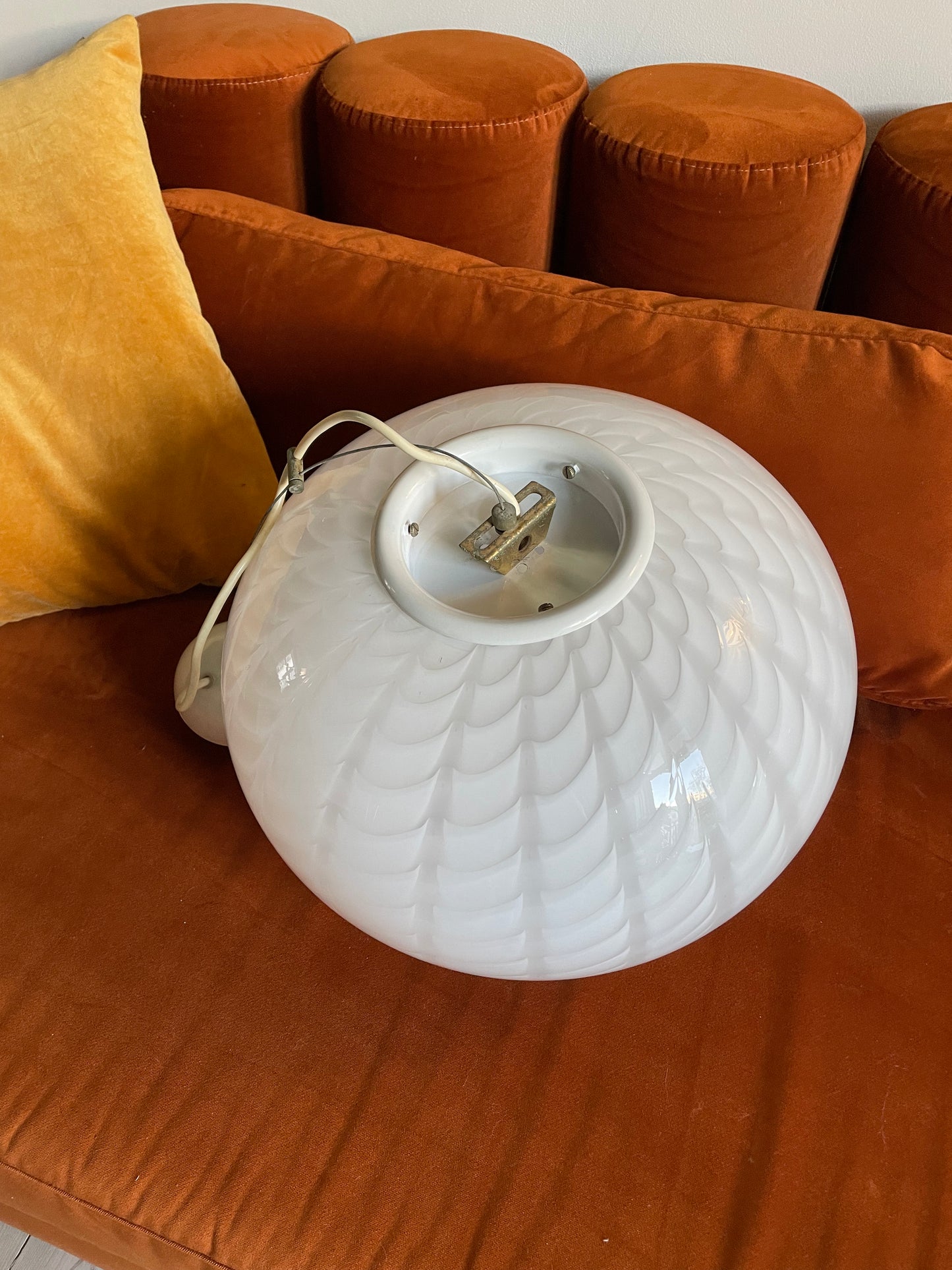 White peacock vintage Murano pendant light 40cm