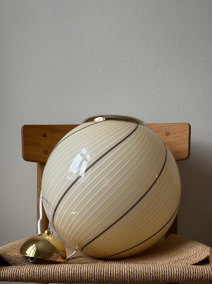 Vintage Murano loftlampe 35cm i cremet karamel