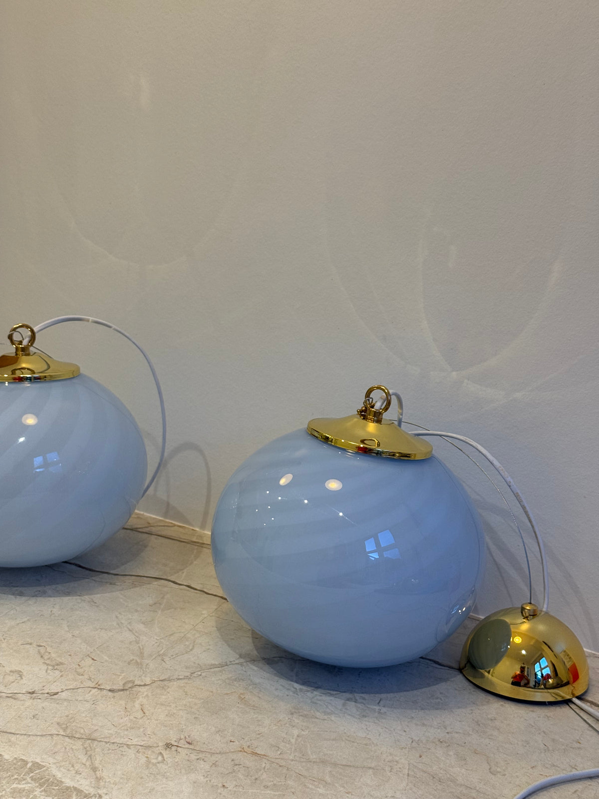 Vintage murano blå mini pendel 22cm