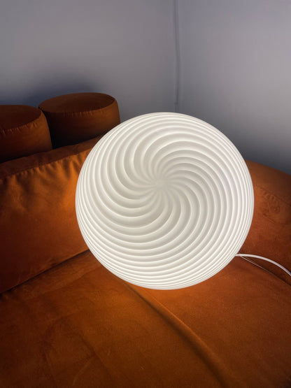 Vintage Vetri Murano 40cm loftlampe hvid swirl