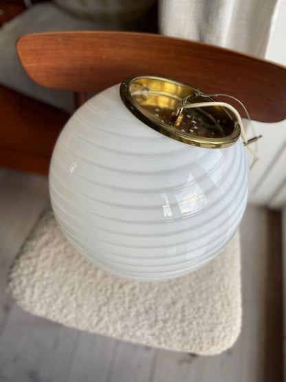 White swirl vintage Vetri Murano pendant light 35cm