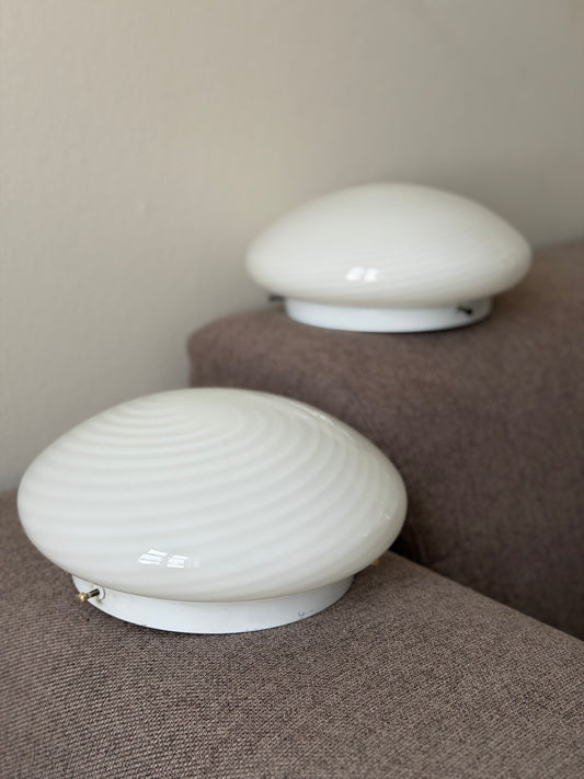 Vintage Vetri hvid Murano plafond væglampe 25cm