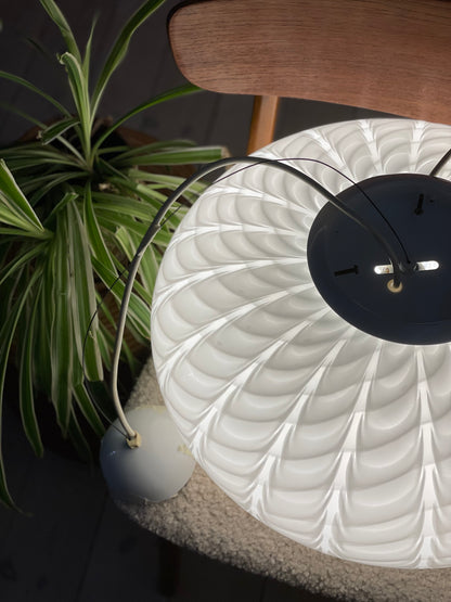Hvid vintage oval peacock Murano pendel 45cm oval