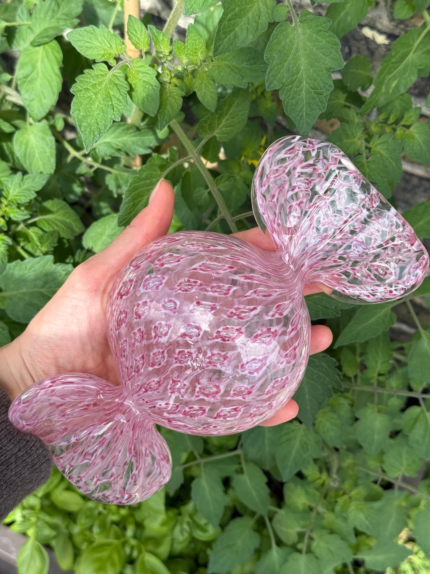 Stort lyserødt murano glasbolche