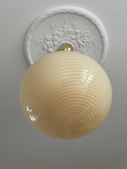 Gul vintage Vetri Murano loftlampe 45cm