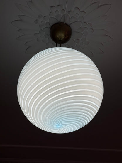 Lyseblå vintage Murano loftlampe
