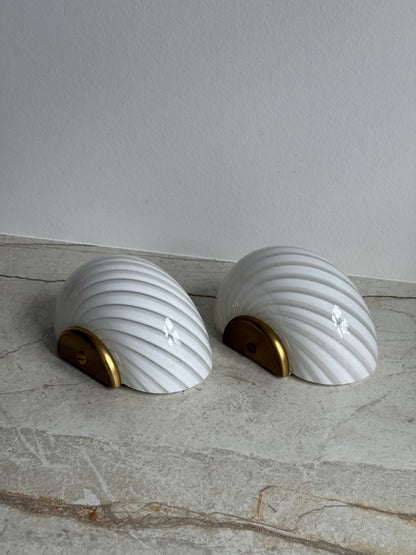 Vintage Murano entrelampe - hvid swirl med messing
