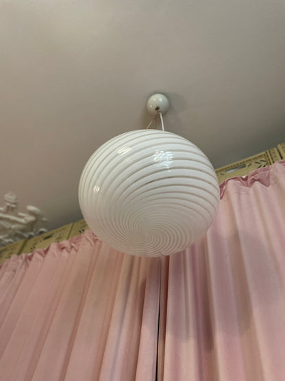 White swirl vintage Murano Pendant 40cm