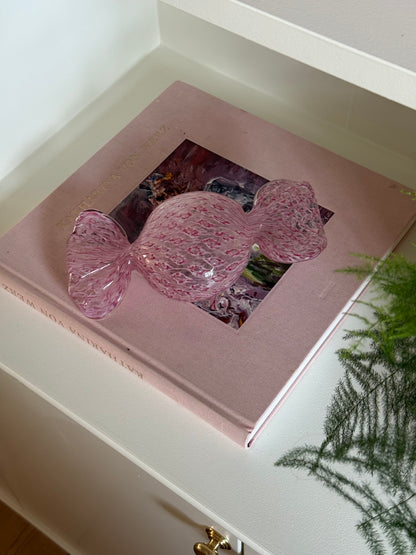 Stort lyserødt murano glasbolche