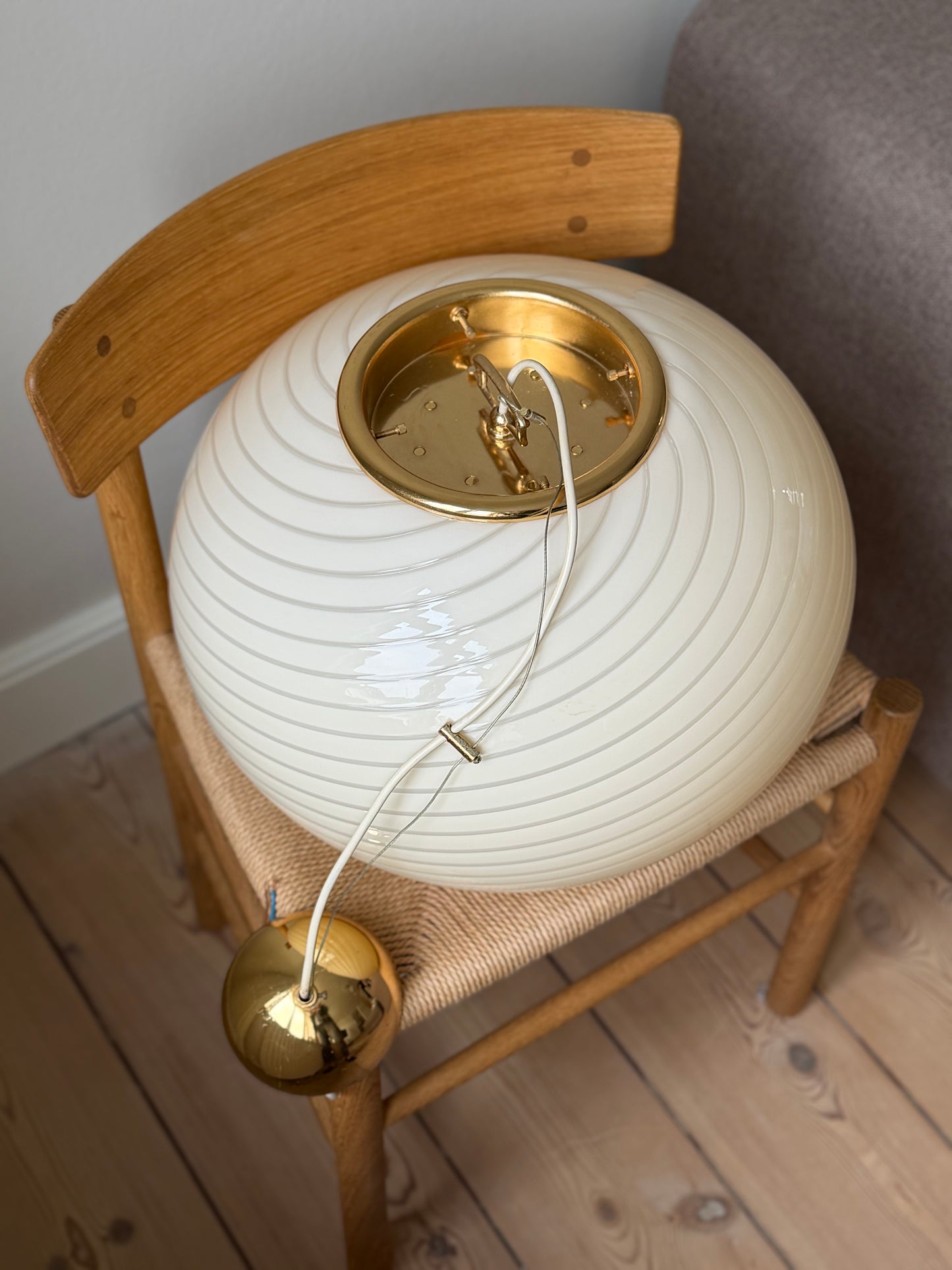 Gul vintage Vetri Murano loftlampe 45cm