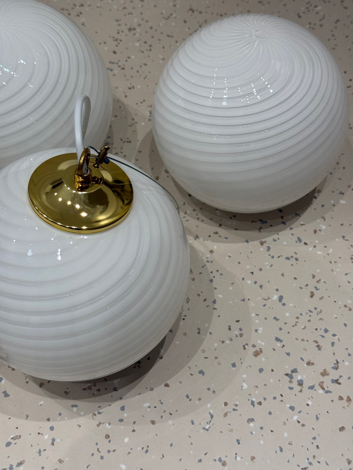 Vintage vetri Murano mini Pendel hvid swirl