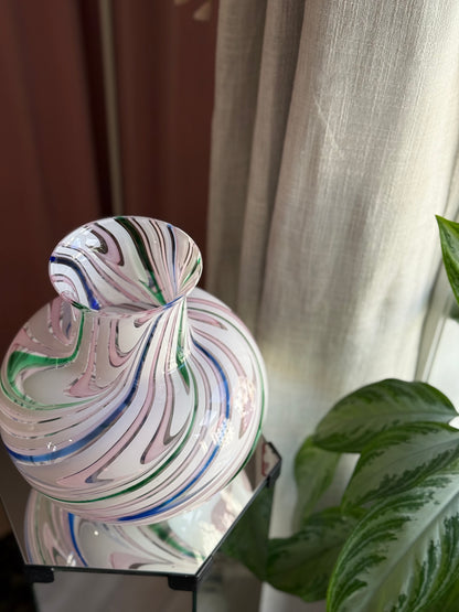 Vintage Murano Michielotto regnbue glasvase