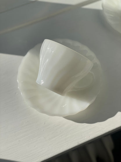Anchor Hocking tea cups in white opal glass
