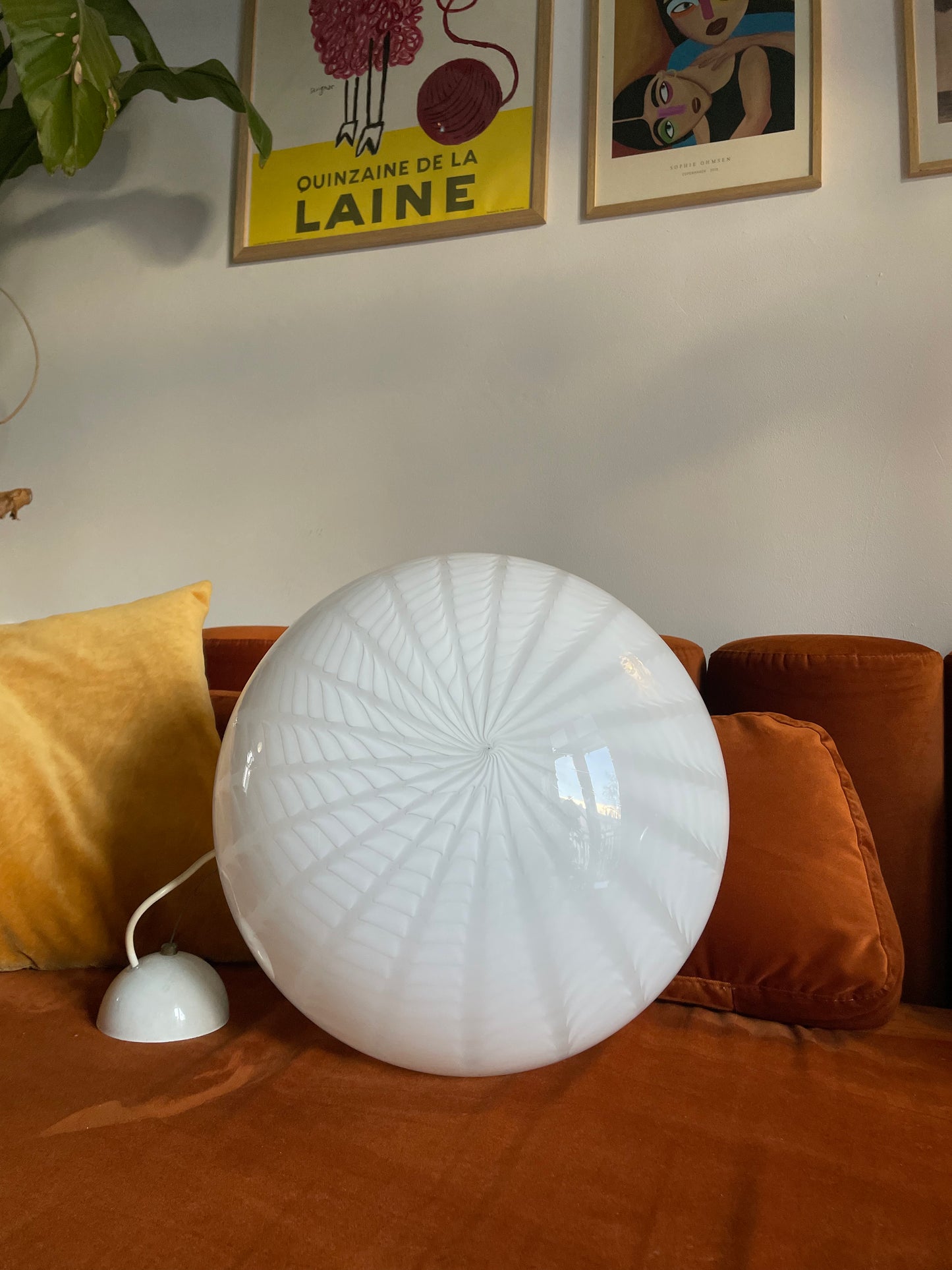 White peacock vintage Murano pendant light 40cm