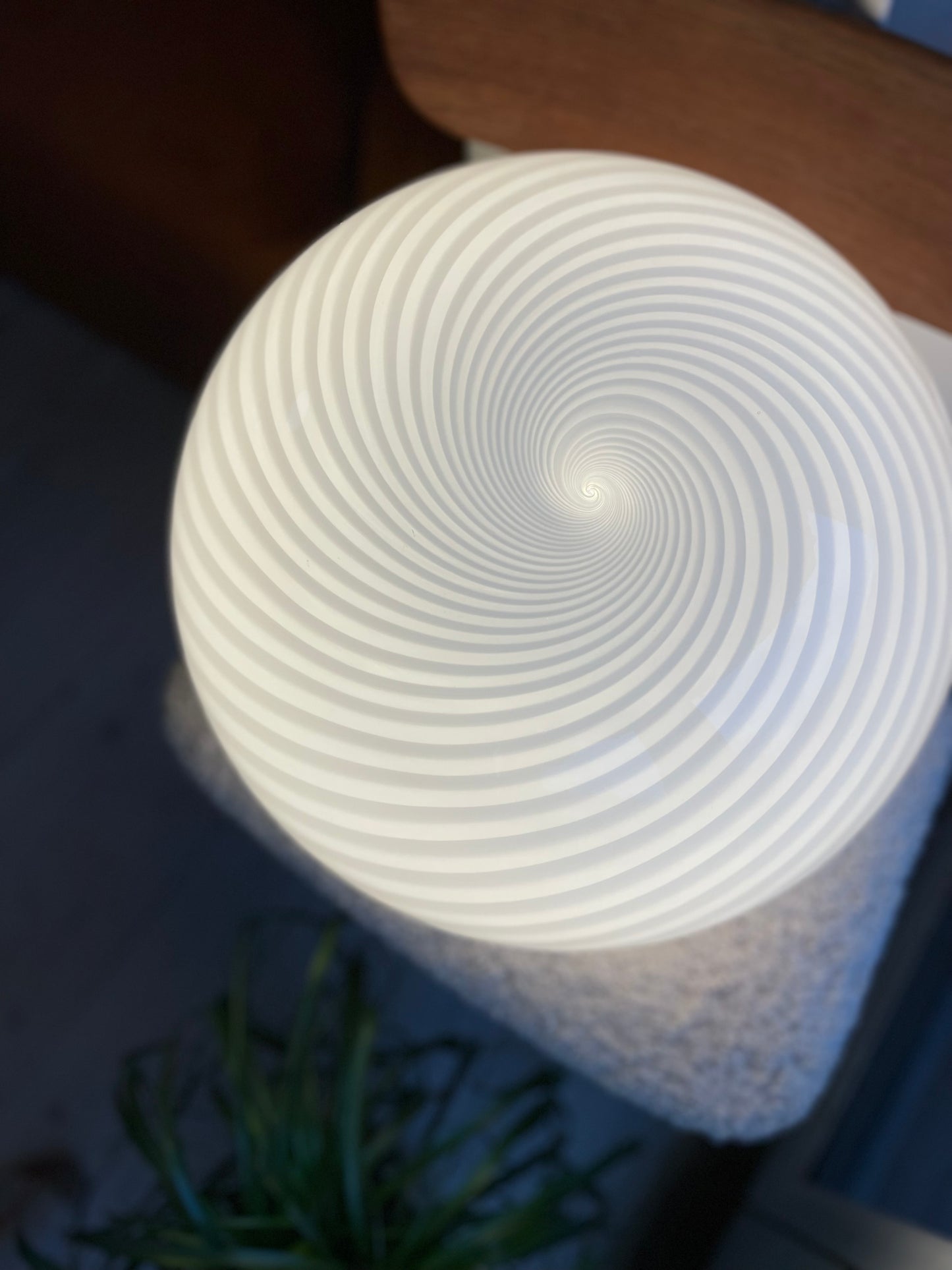 Vintage Murano hvid swirl loftlampe 38cm