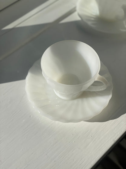 Anchor Hocking tea cups in white opal glass