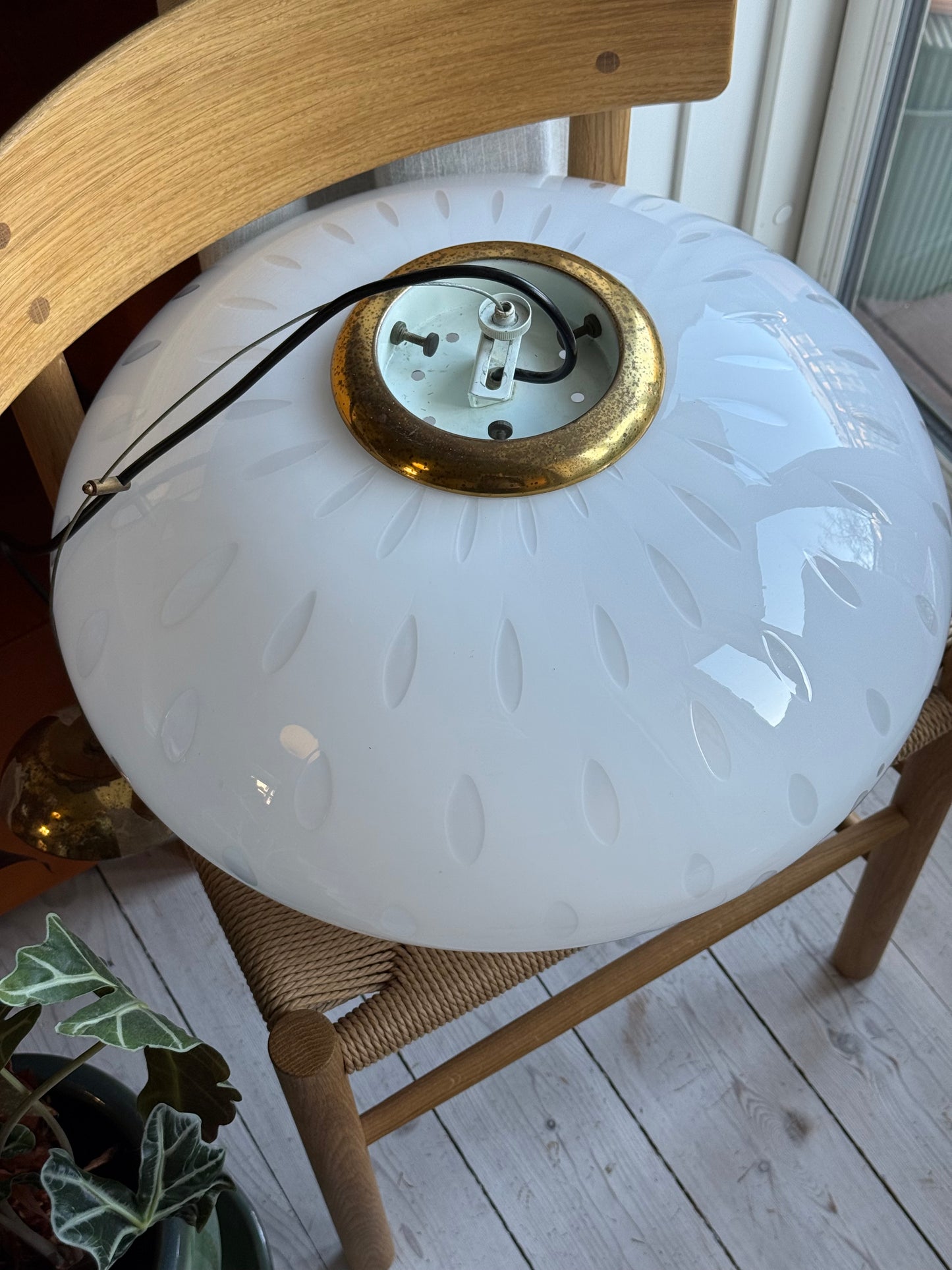 Vintage Murano oval måne pendel Loftlampe 47cm