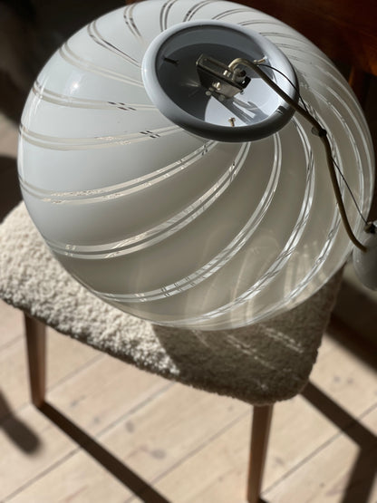 Vintage Murano 45cm pendel hvid og klar glas