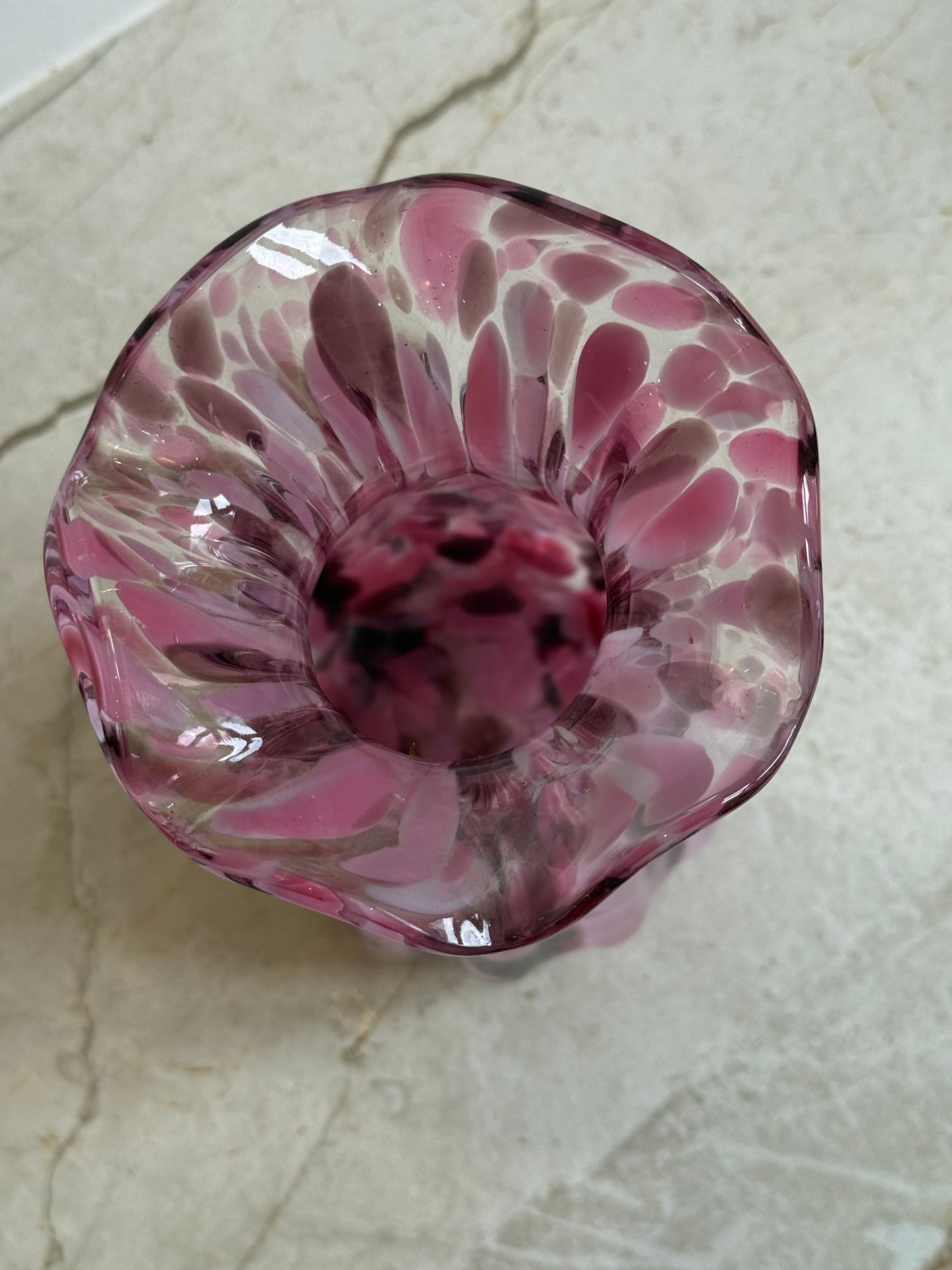 Vintage japansk Kamei Glass vase i rosa