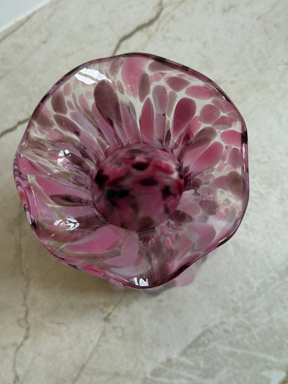 Vintage japansk Kamei Glass vase i rosa