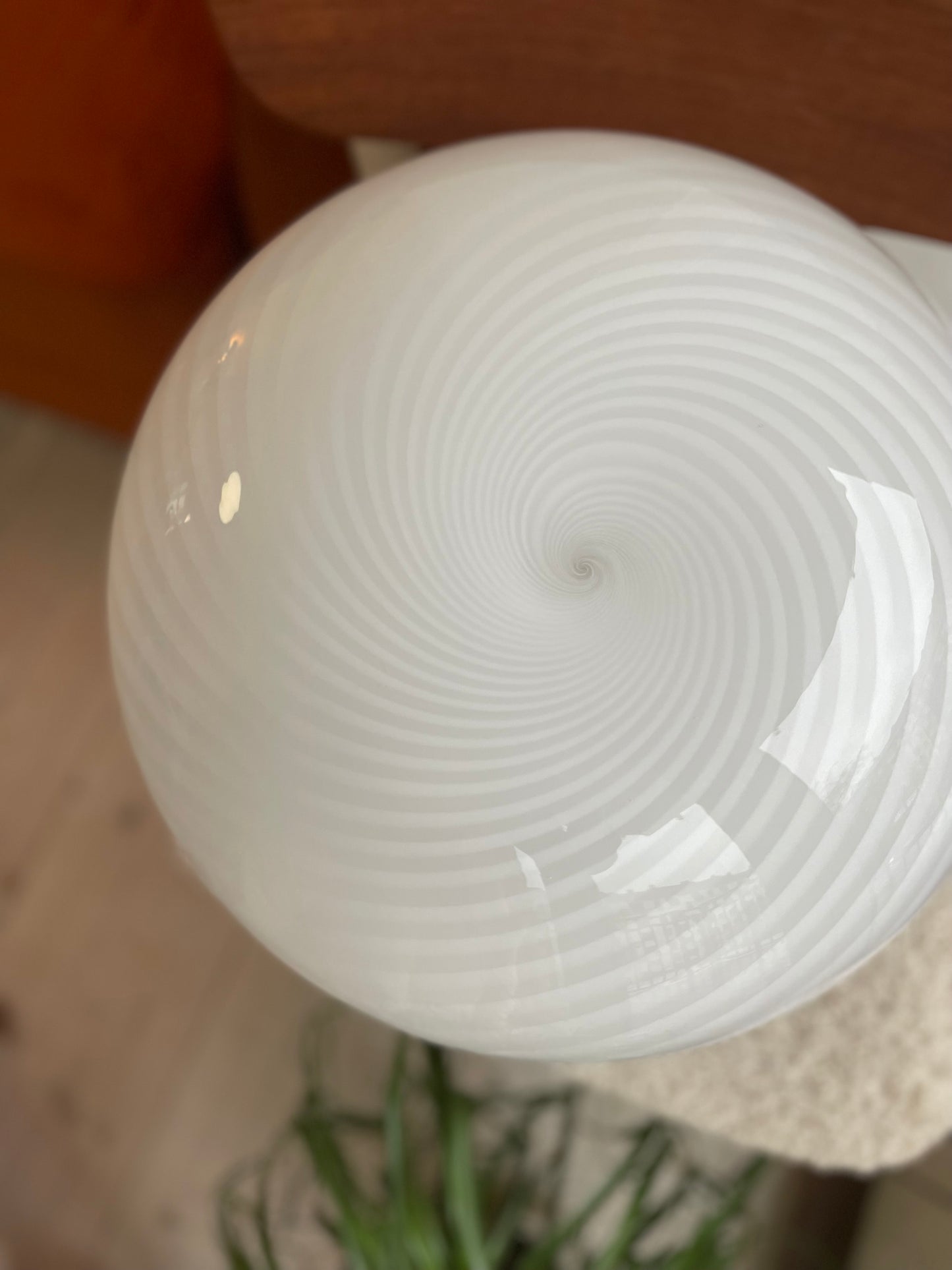 Vintage Murano hvid swirl loftlampe 38cm