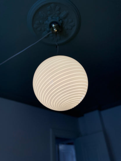 White swirl vintage Vetri Murano pendant light 35cm