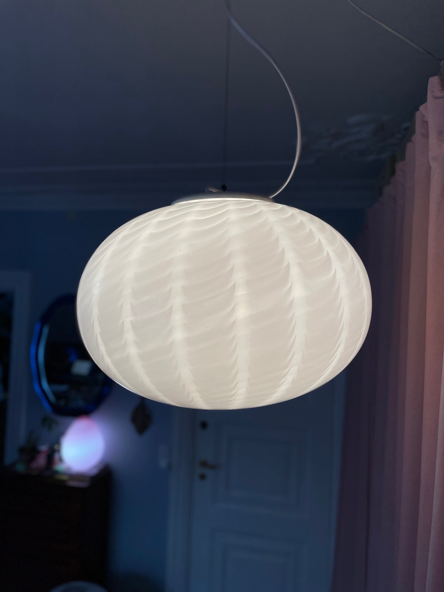 White peacock vintage Murano pendant light 40cm