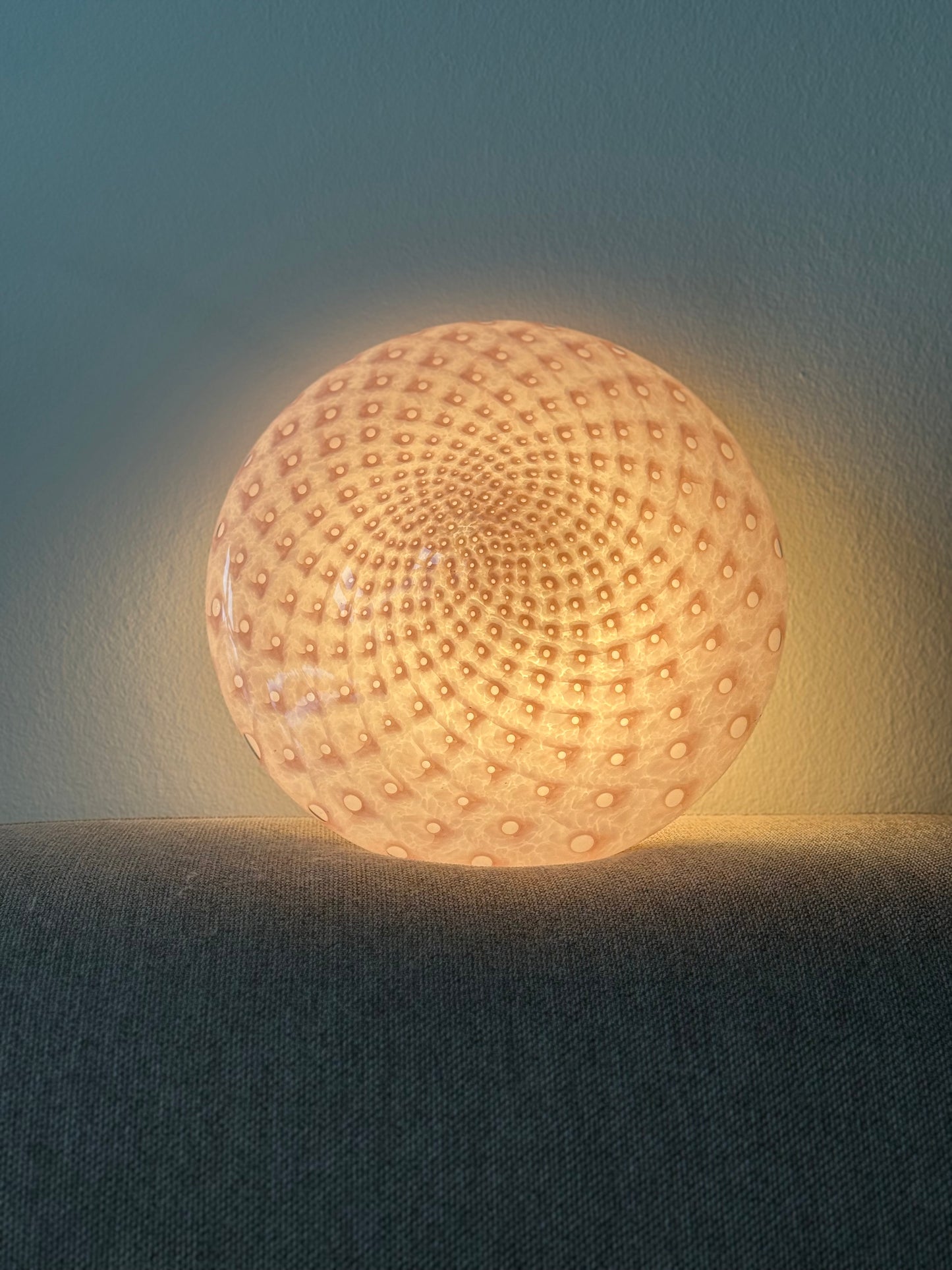 Lyserød spættet vintage Murano væglampe 30cm