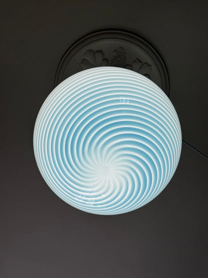 Vintage Vetri Murano blå pendel loftlampe 40cm