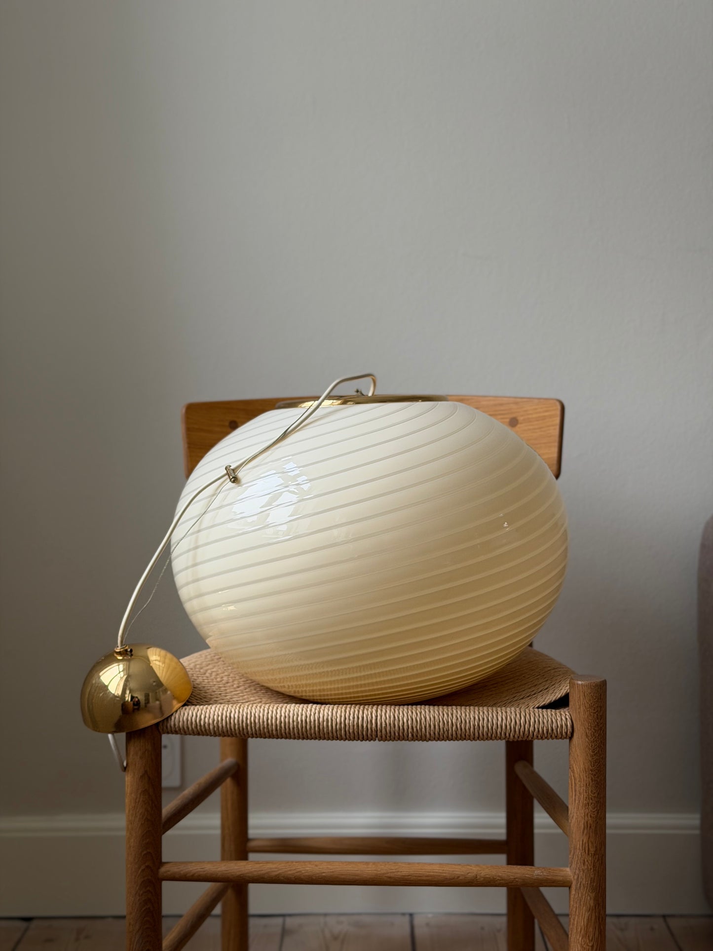 Gul vintage Vetri Murano loftlampe 45cm