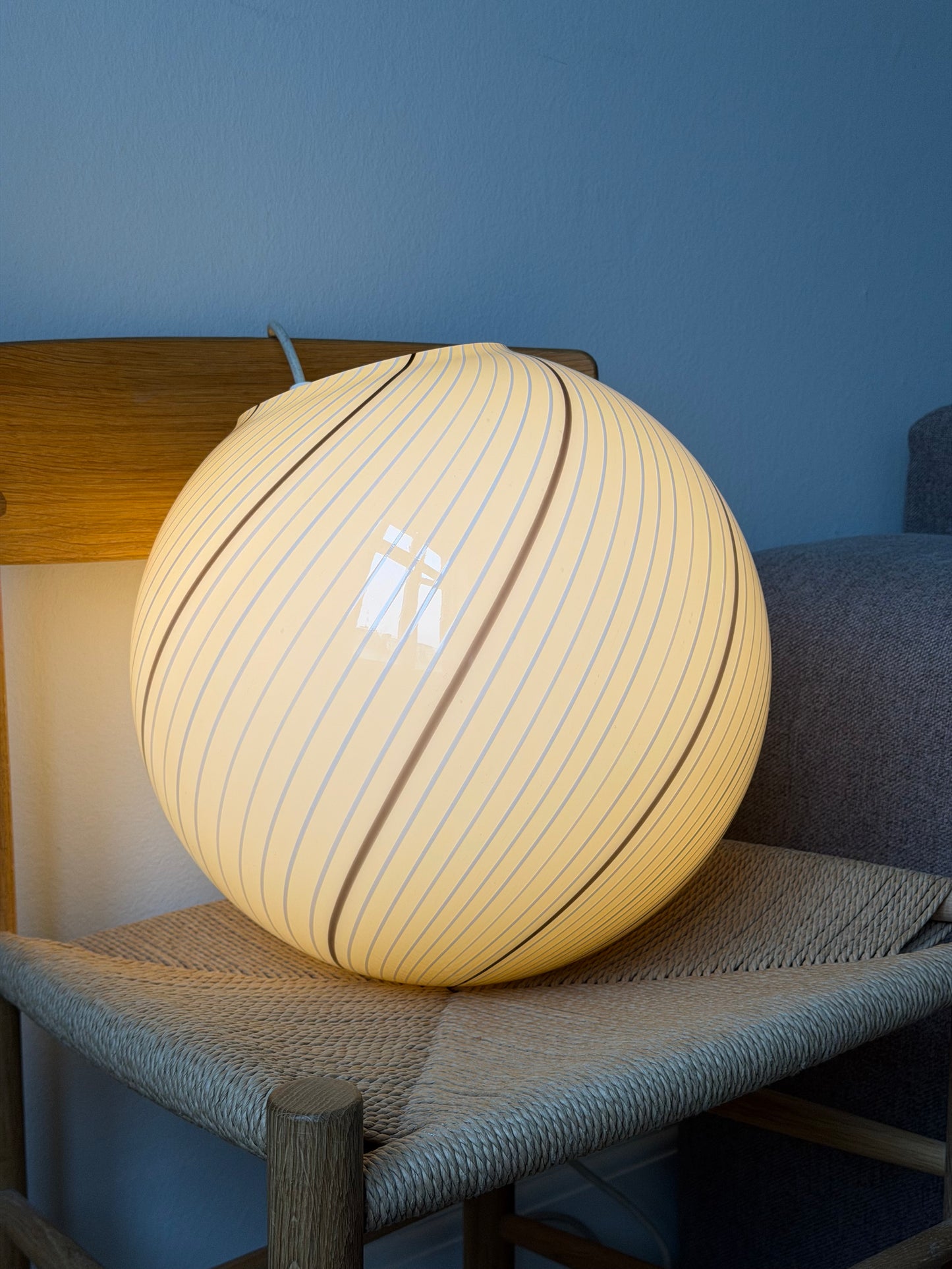 Vintage Murano loftlampe 35cm i cremet karamel