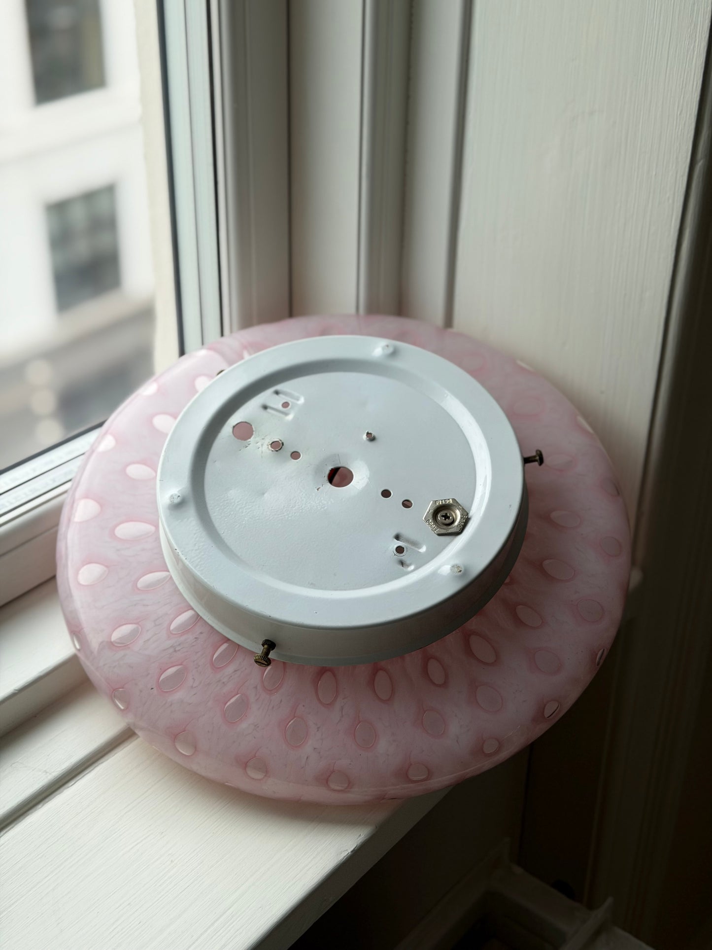 Lyserød spættet vintage Murano væglampe 30cm