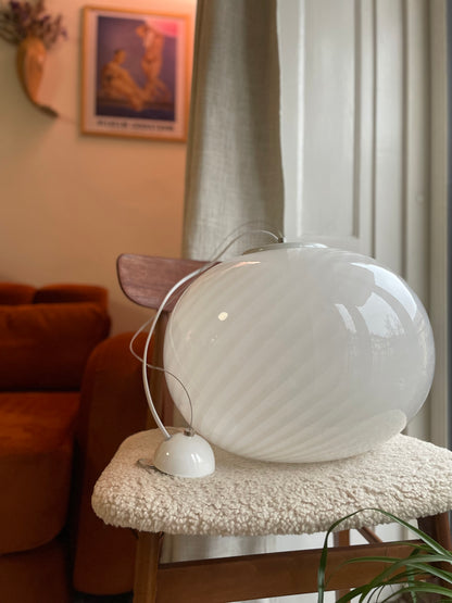 Vintage Murano hvid swirl loftlampe 38cm