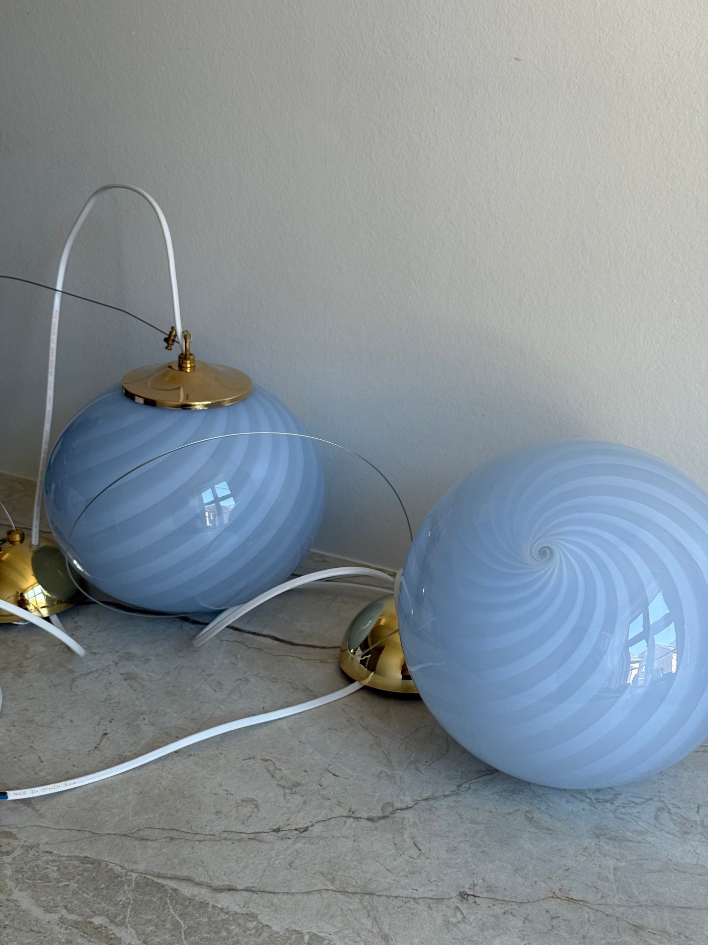 Vintage murano blå mini pendel 22cm