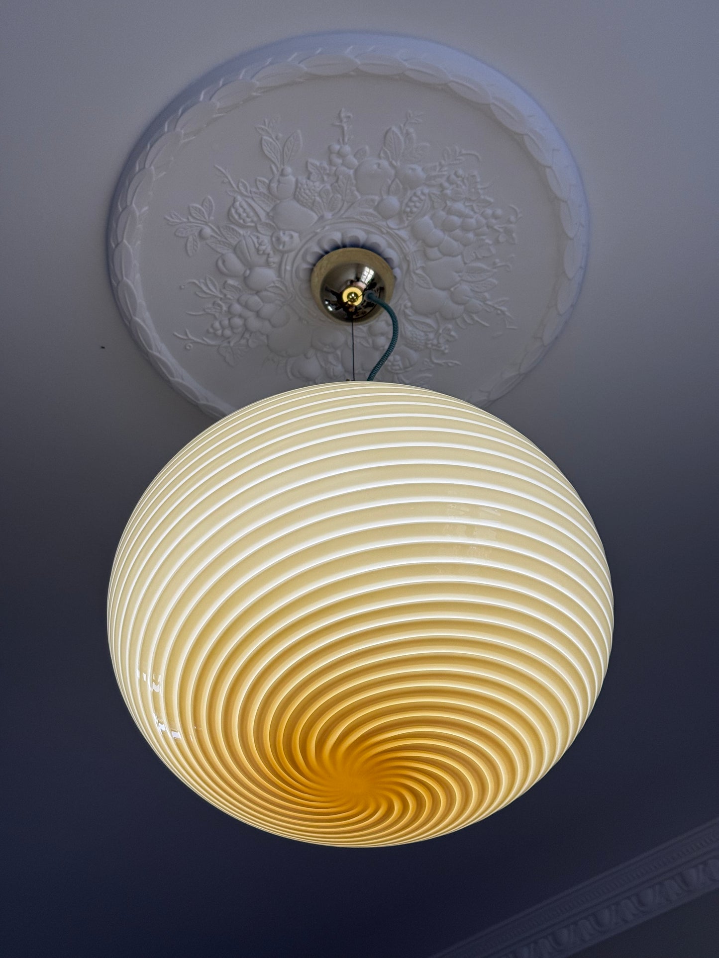 Gul vintage Vetri Murano loftlampe 45cm