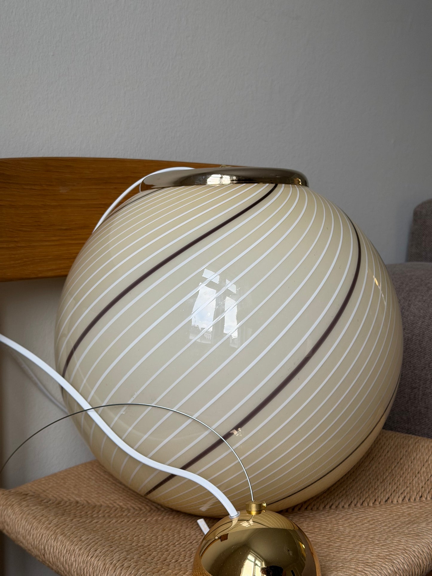 Vintage Murano loftlampe 35cm i cremet karamel
