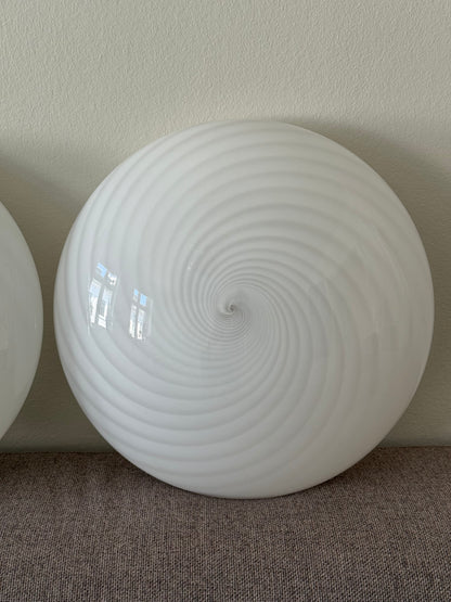 Vintage Murano hvid swirl plafond 38cm