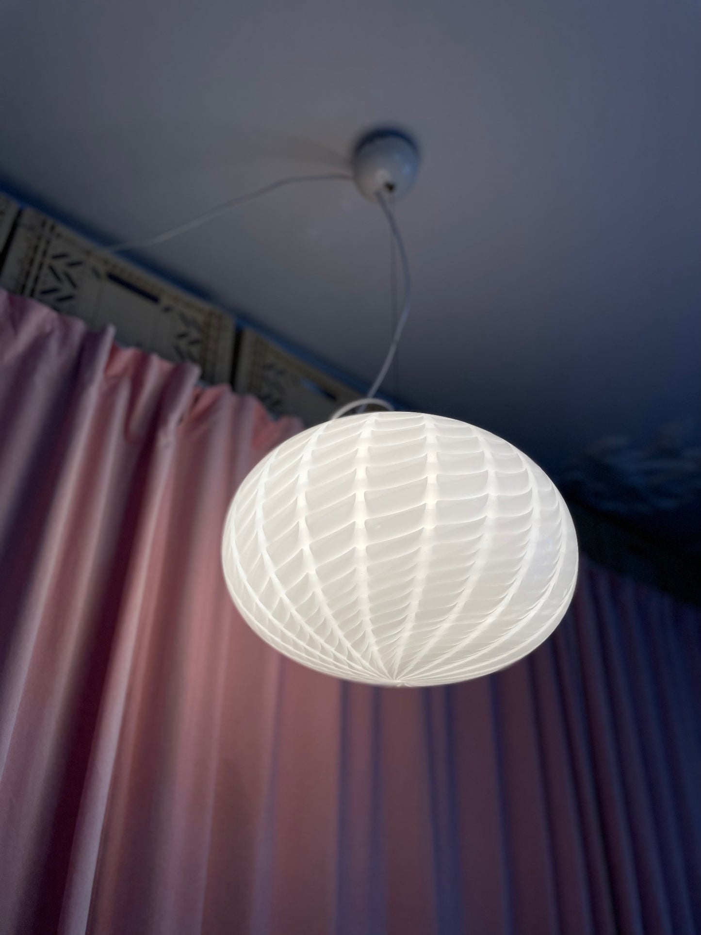 White peacock vintage Murano pendant light 40cm