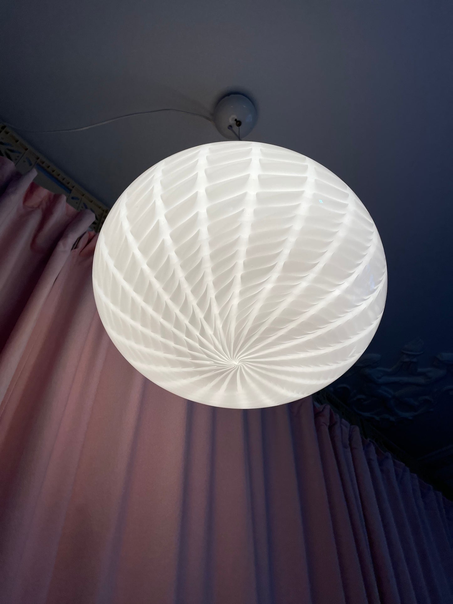 White peacock vintage Murano pendant light 40cm