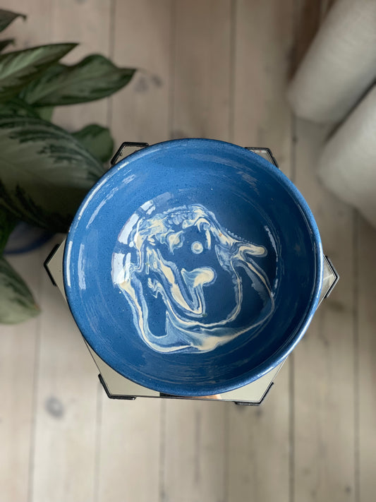 Earthenware bowl with blue glaze M