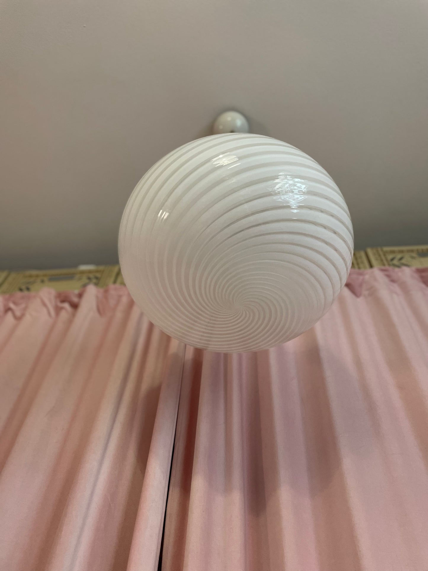 White swirl vintage Murano Pendant 40cm