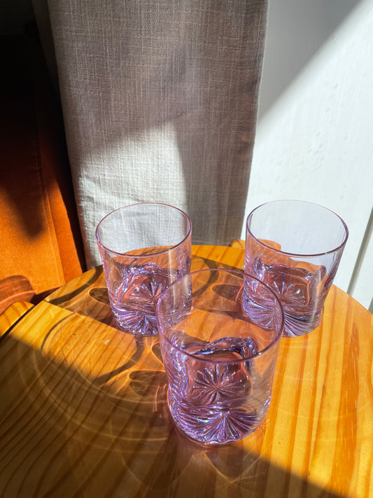 Purple water glass with solid base