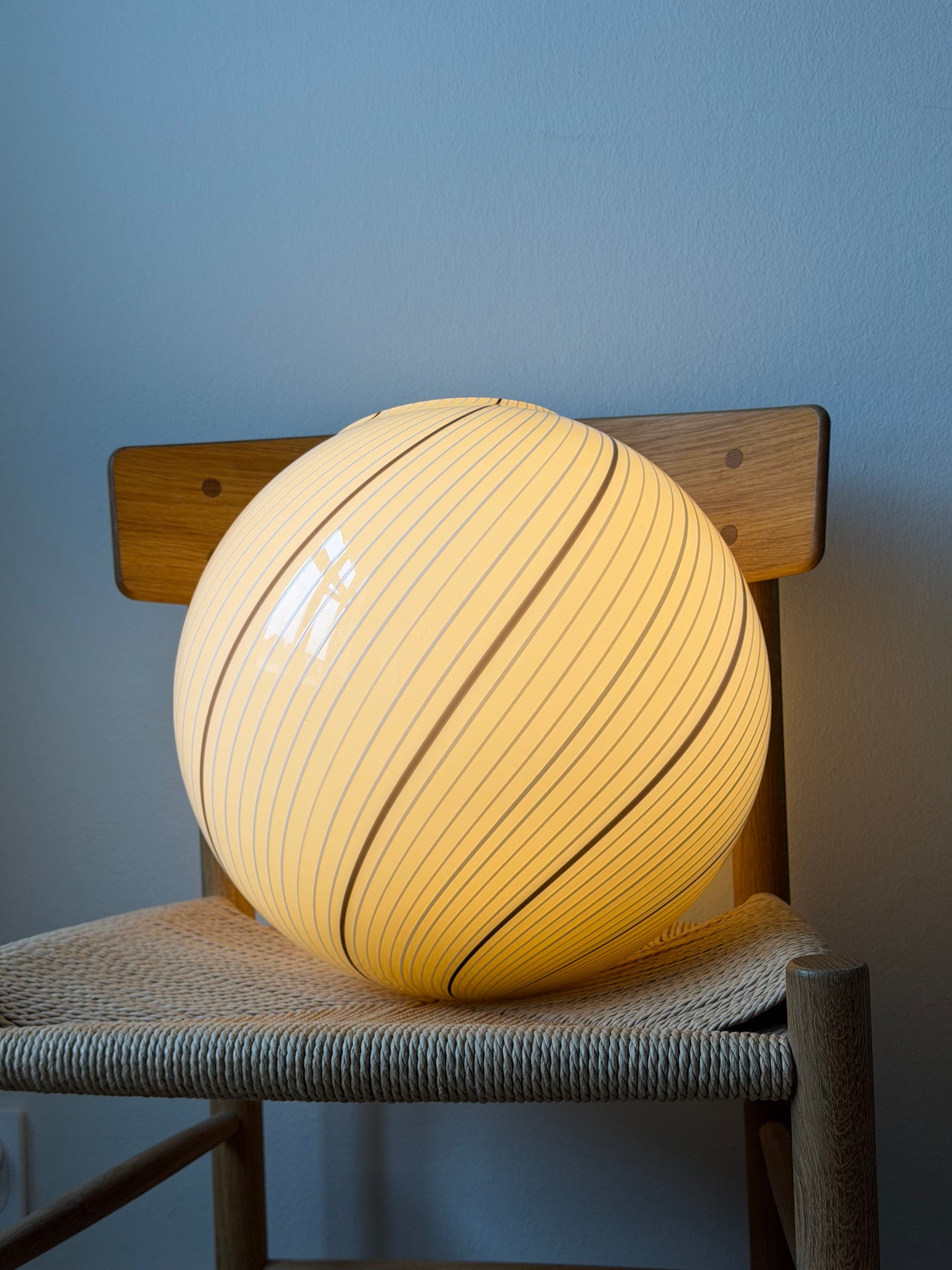 Vintage Murano loftlampe 35cm i cremet karamel