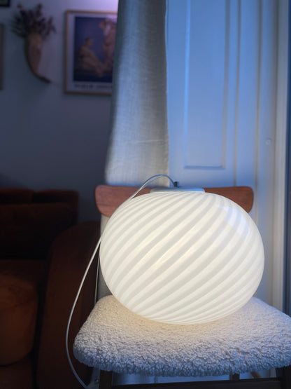 Vintage Murano hvid swirl loftlampe 38cm